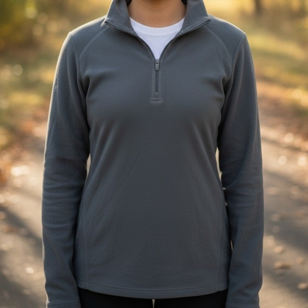 Columbia Mens Quarter Zip Fleece Pullover Gray Mock Neck‎ Activewear Small